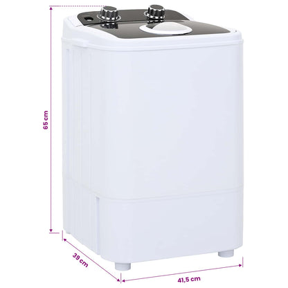 Mini Wasmachine met Enkele Wasbak 4,6 kg Zwart en Wit