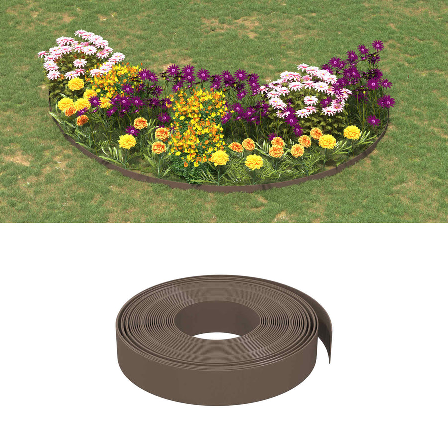 Tuinkanten 25 m 10 cm PE Bruin