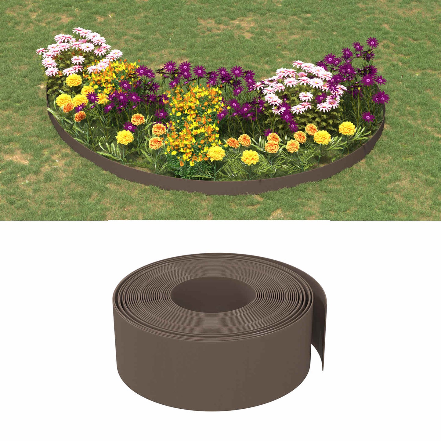 Tuinkanten 25 m 20 cm PE Bruin