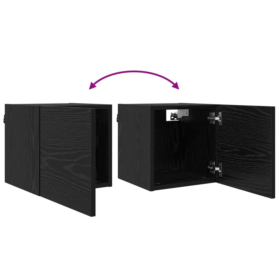 Wandgemonteerde TV-kast 4 pcs Zwart eiken 30,5 x 30 x 30 cm