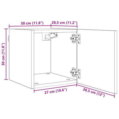 Wandgemonteerde TV-kast 4 pcs Zwart eiken 30,5 x 30 x 30 cm
