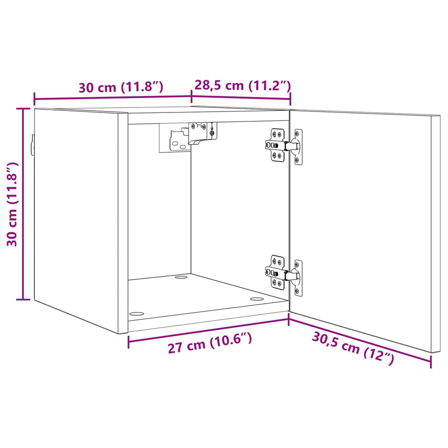 Wandgemonteerde TV-kast 4 pcs Zwart eiken 30,5 x 30 x 30 cm