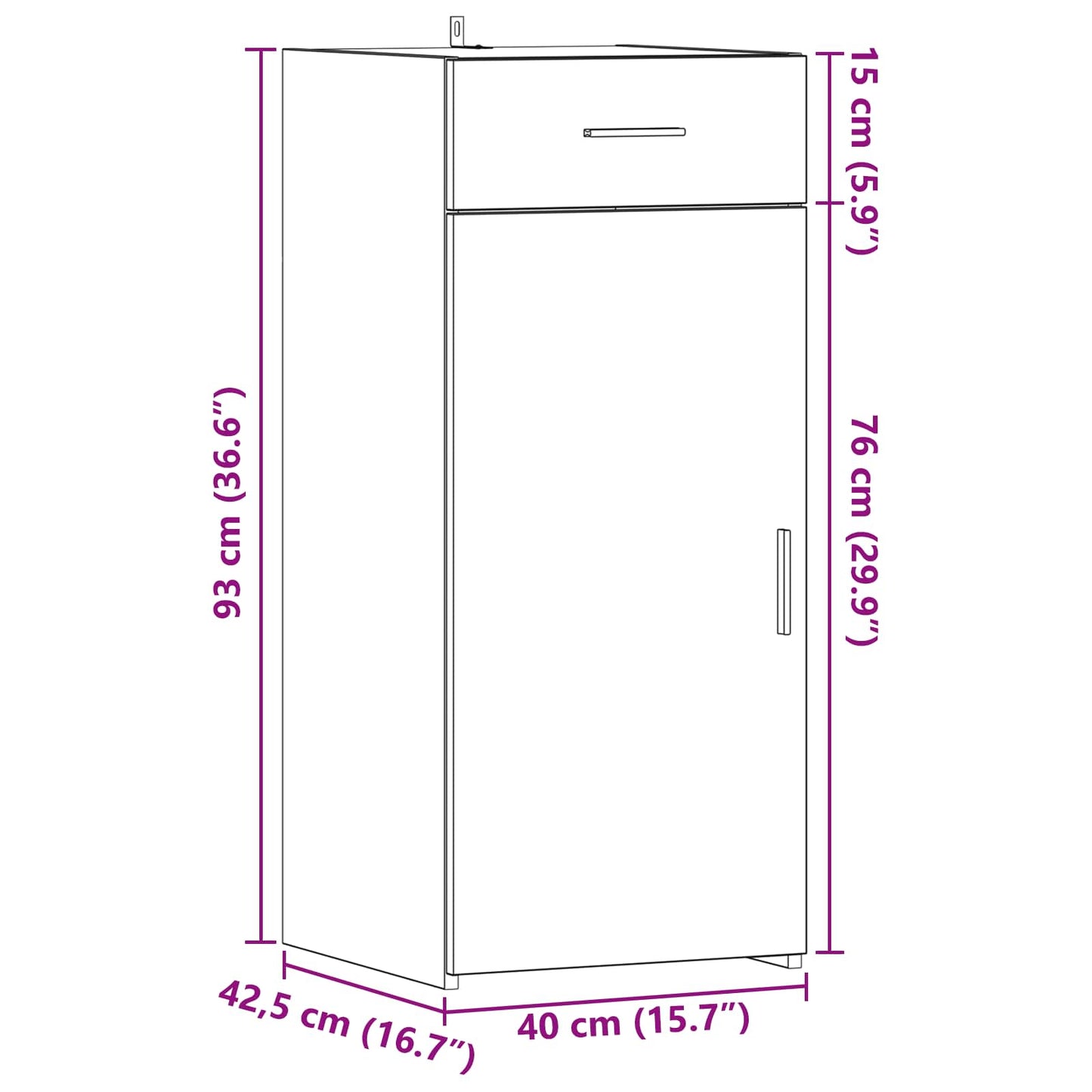 Opbergkast Oud Hout 40 x 42,5 x 93 cm Bewerkt hout