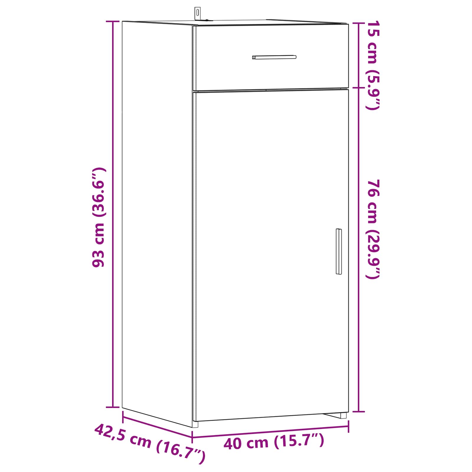 Opbergkast Oud Hout 40 x 42,5 x 93 cm Bewerkt hout