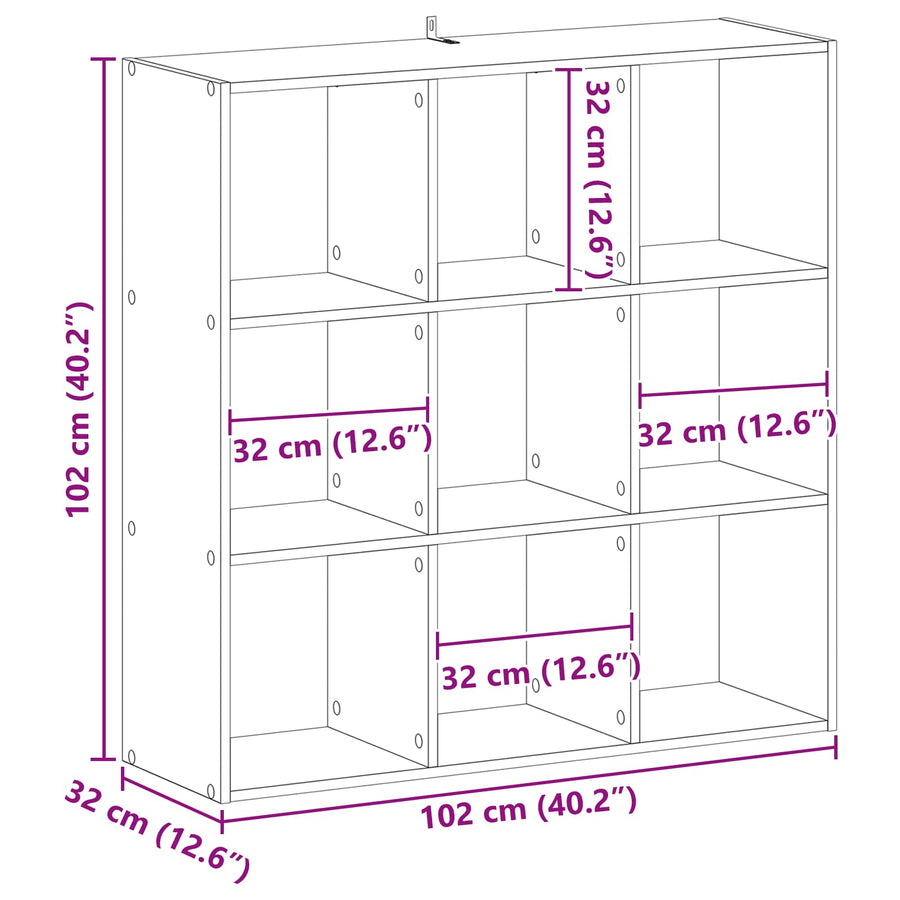 Boekenkast Zwart eiken 102 x 32 x 102 cm