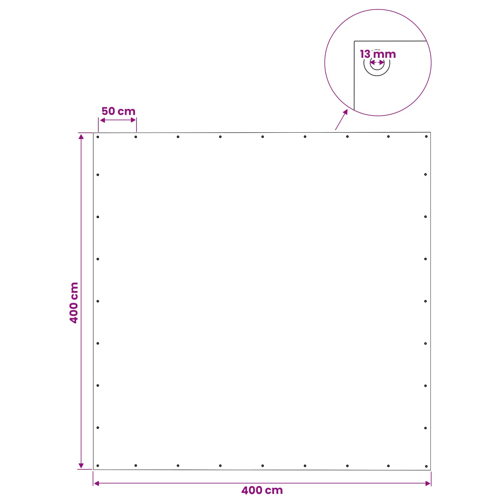 Zeil met Oogjes Groen 4 x 4 m 140 gsm PE