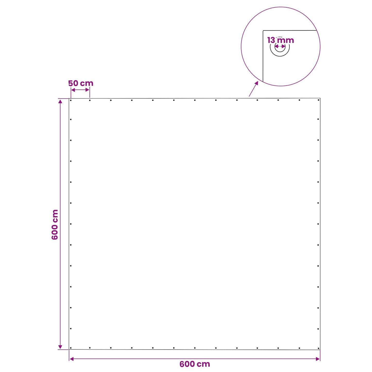 Zeil met Oogjes Groen 6 x 6 m 140 gsm PE