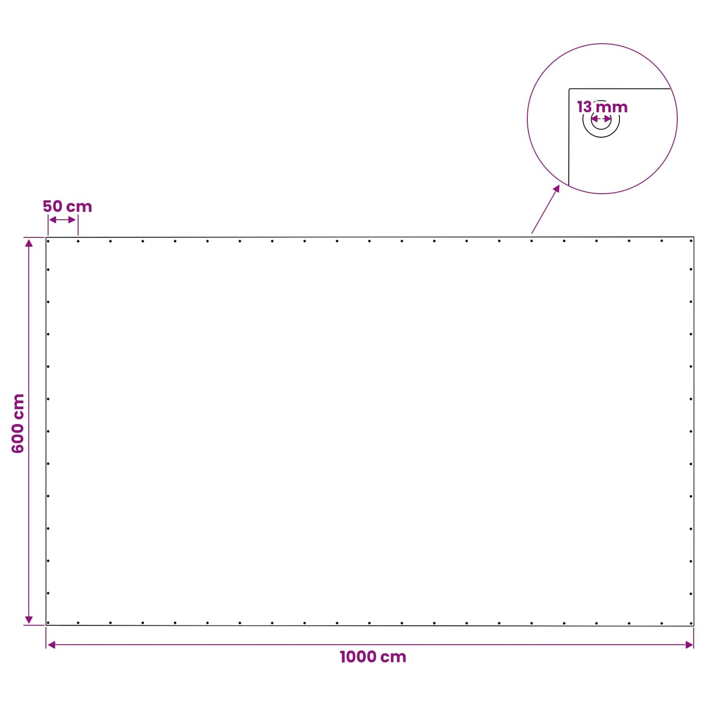 Zeil met Oogjes Groen 6 x 10 m 140 gsm PE