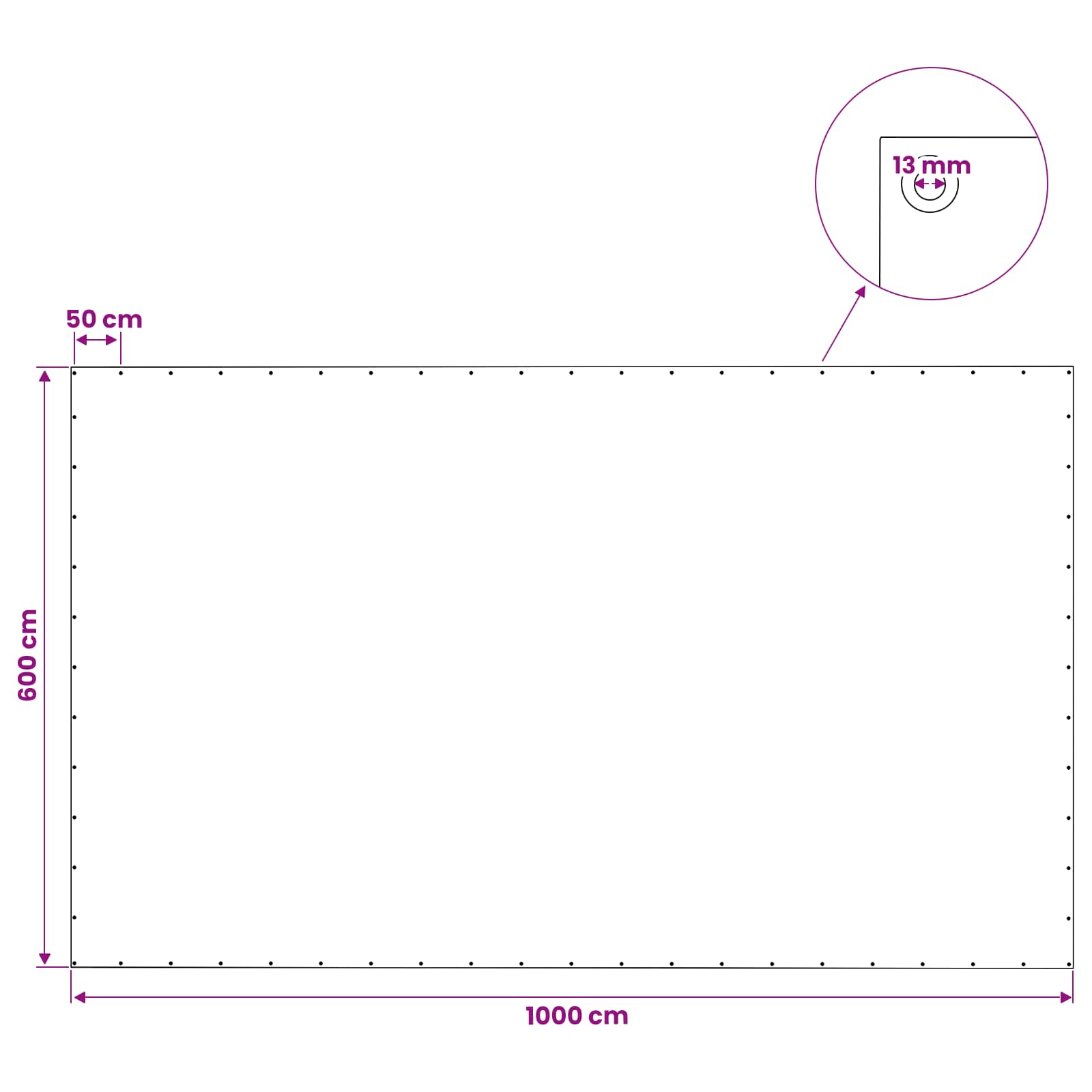 Zeil met Oogjes Groen 6 x 10 m 140 gsm PE