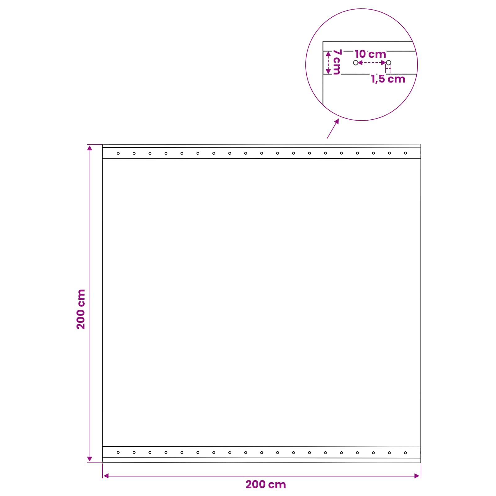 Zeil met Oogjes Groen 2 x 2 m 260 gsm PE