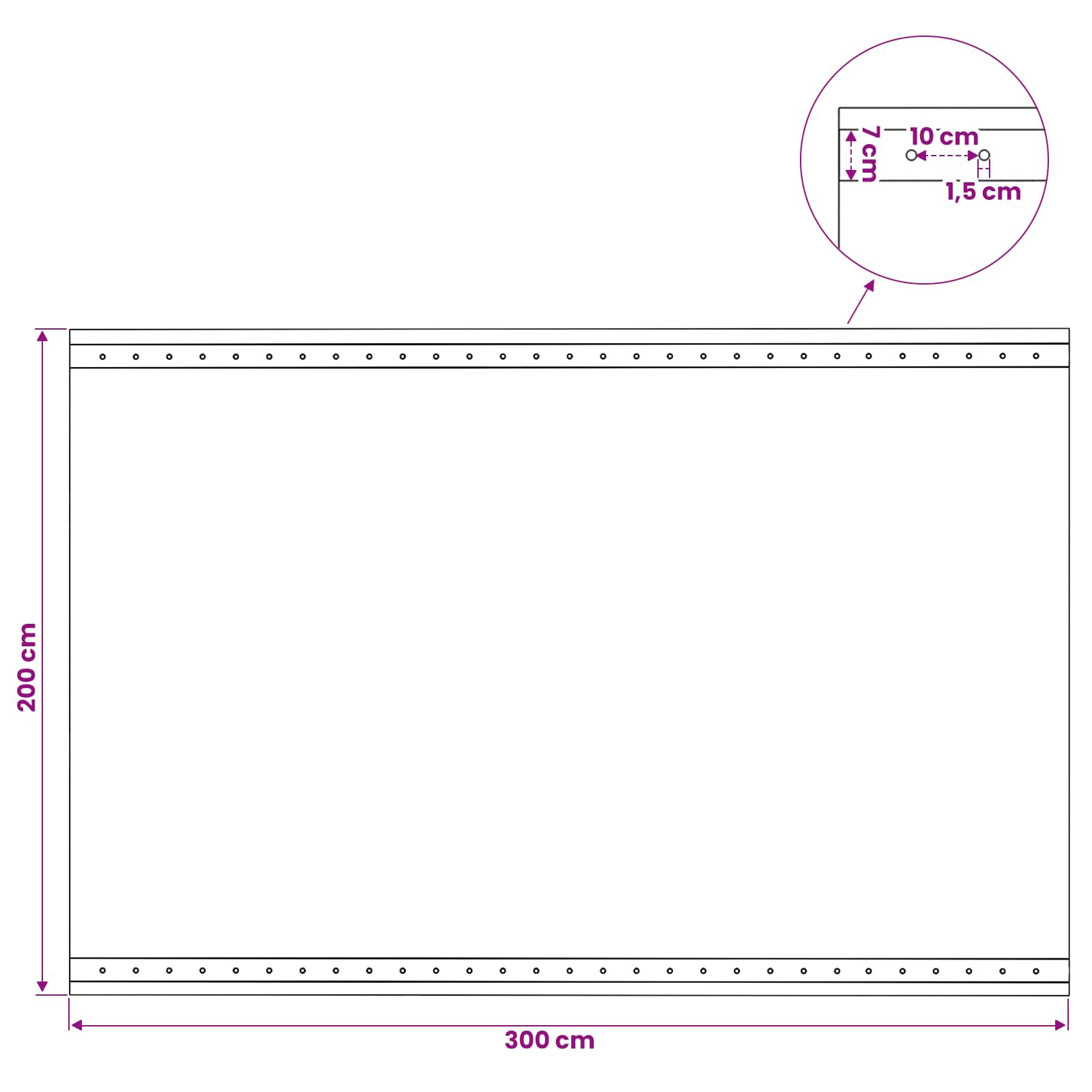 Zeil met Oogjes Groen 2 x 3 m 260 gsm PE
