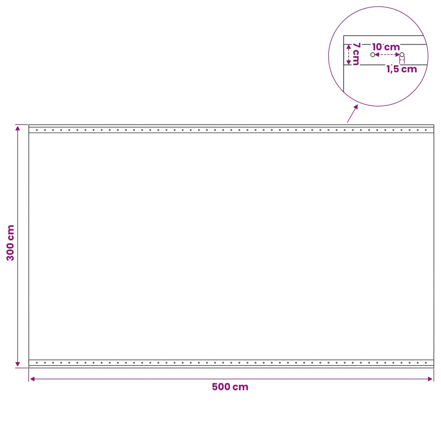 Zeil met Oogjes Groen 3 x 5 m 260 gsm PE