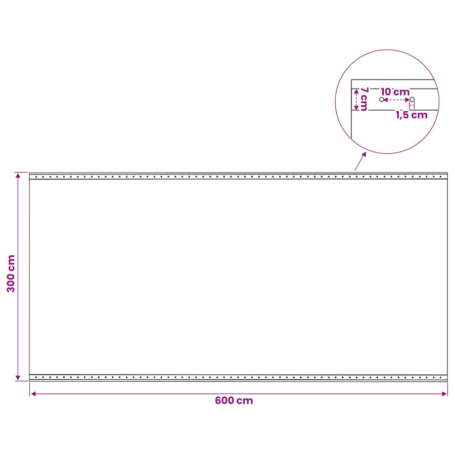 Zeil met Oogjes Groen 3 x 6 m 260 gsm PE