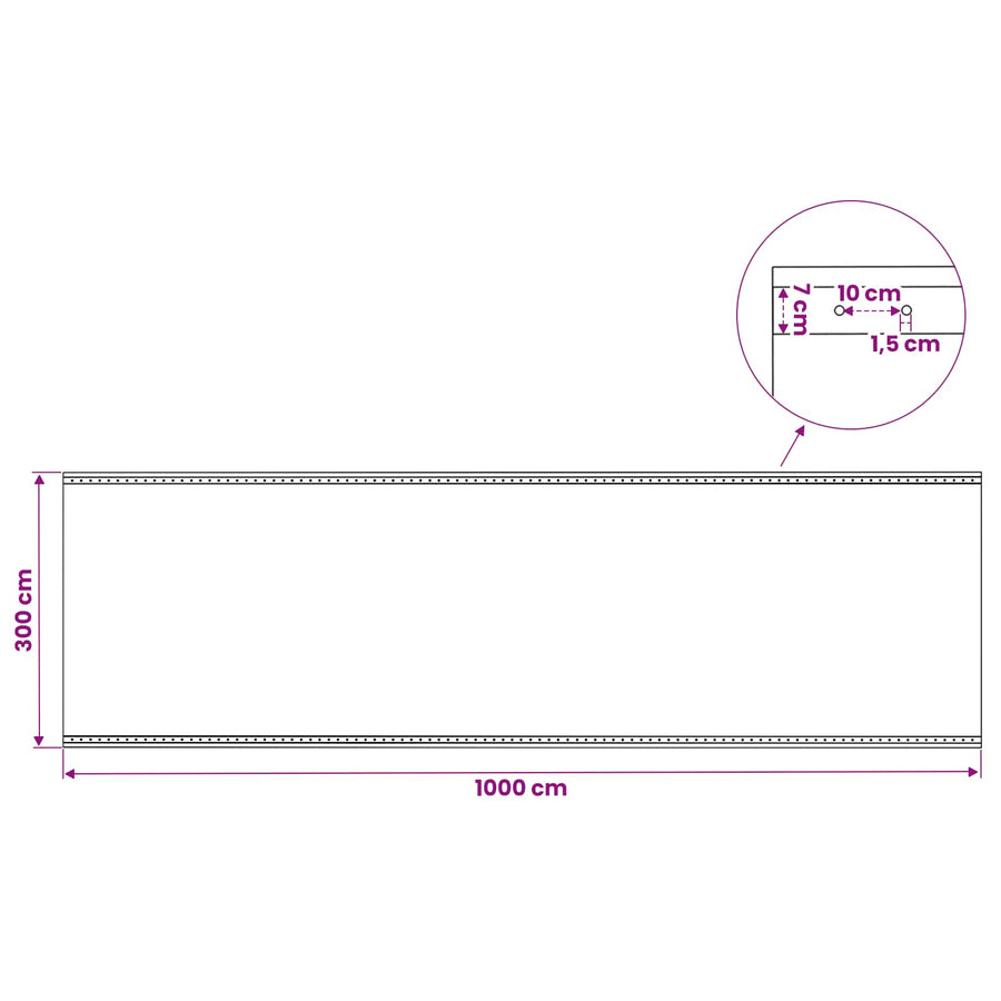 Zeil met Oogjes Groen 3 x 10 m 260 gsm PE