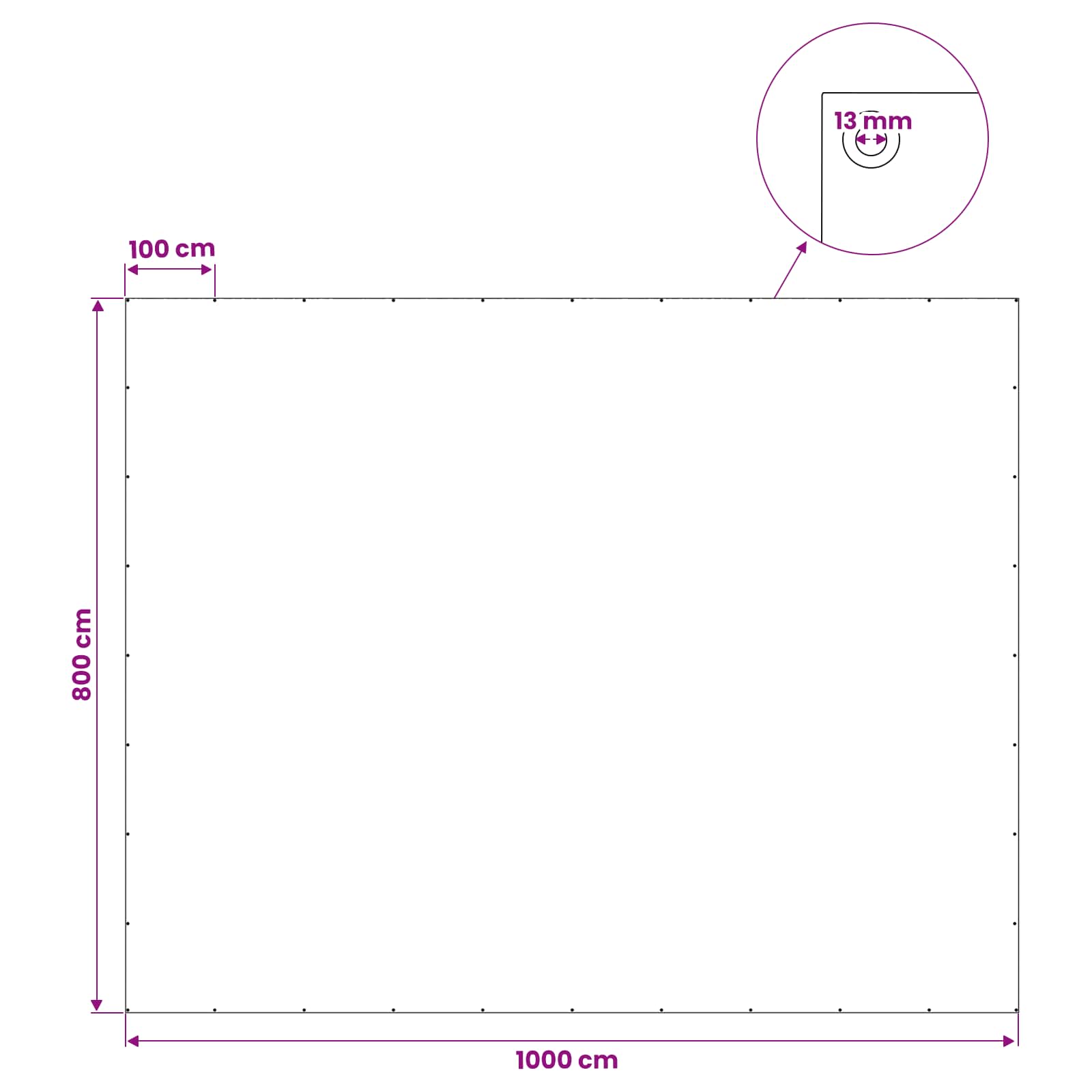 Zeil met Oogjes Lichtgrijs 8 x 10 m 180 gsm PE