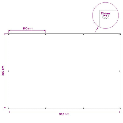 Zeil met Oogjes Lichtgrijs 2 x 3 m 260 gsm PE
