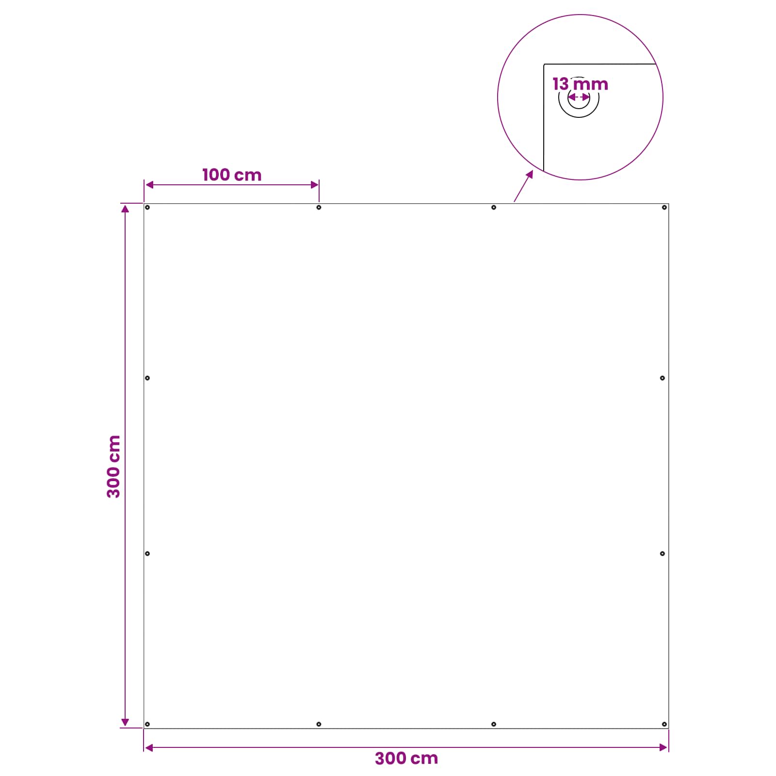 Zeil met Oogjes Groen 3 x 3 m 90 gsm PE