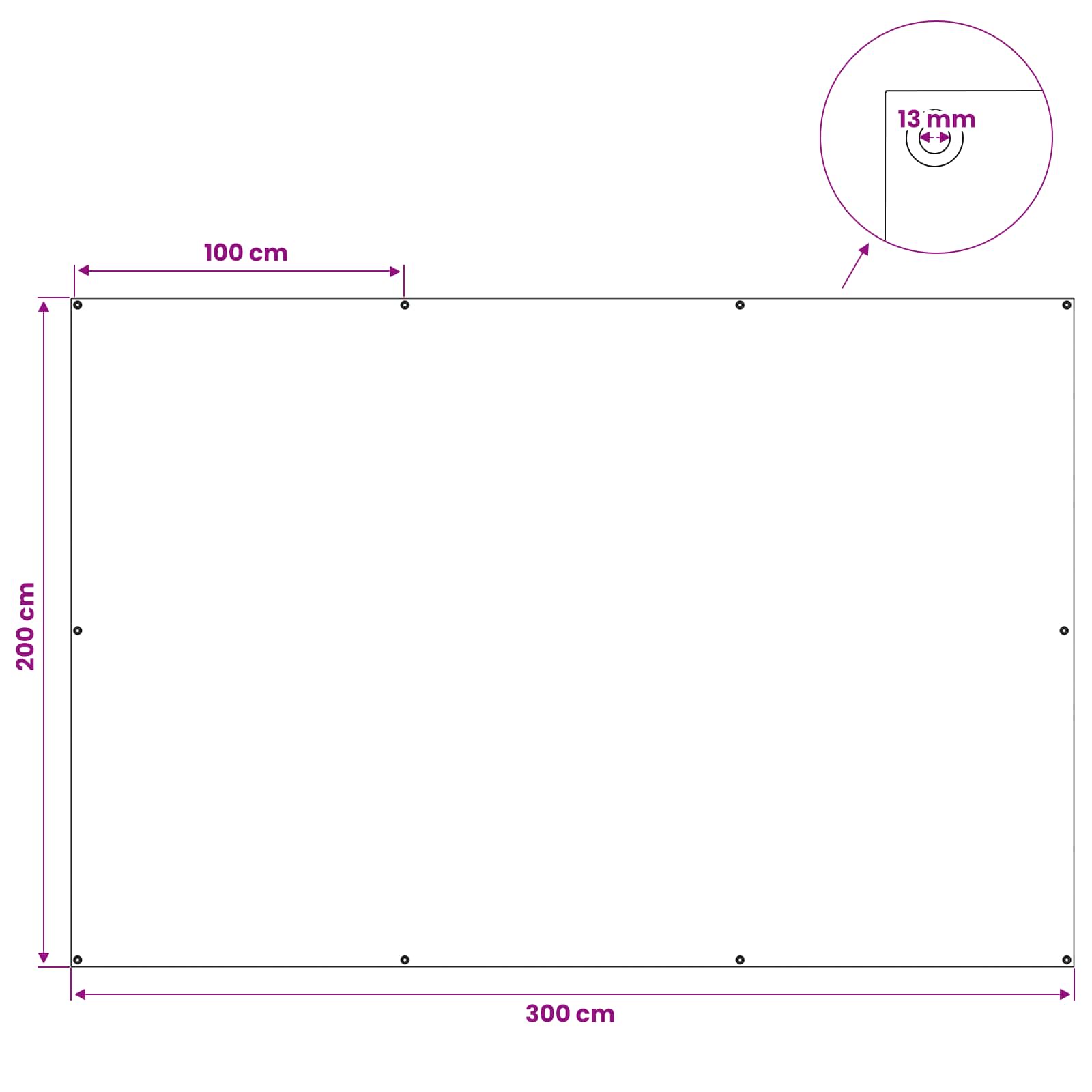 Zeil met Oogjes Wit 2 x 3 m 90 gsm PE