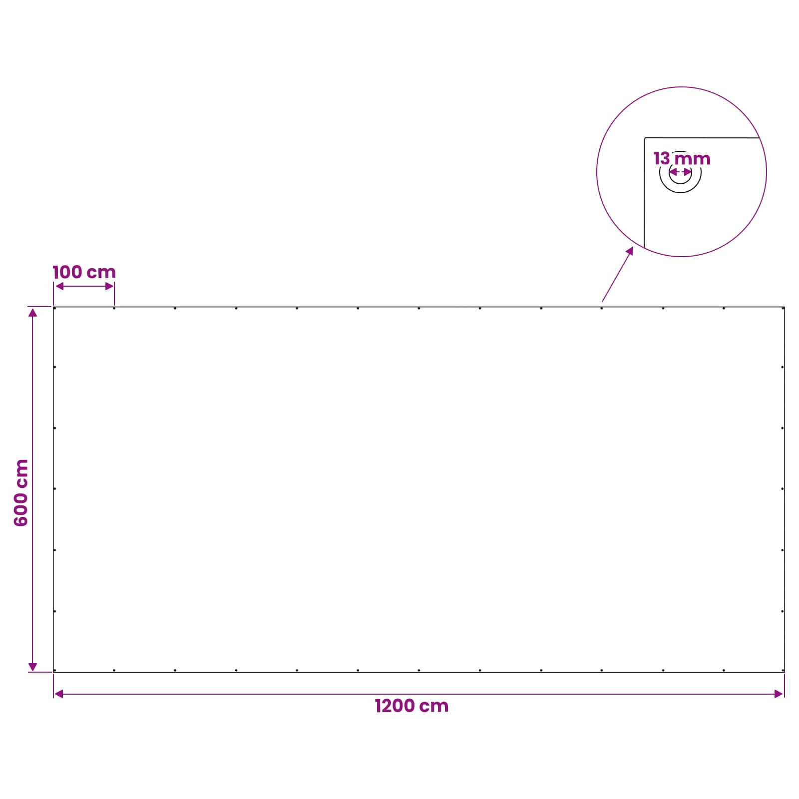 Zeil met Oogjes Wit 6 x 12 m 90 gsm PE