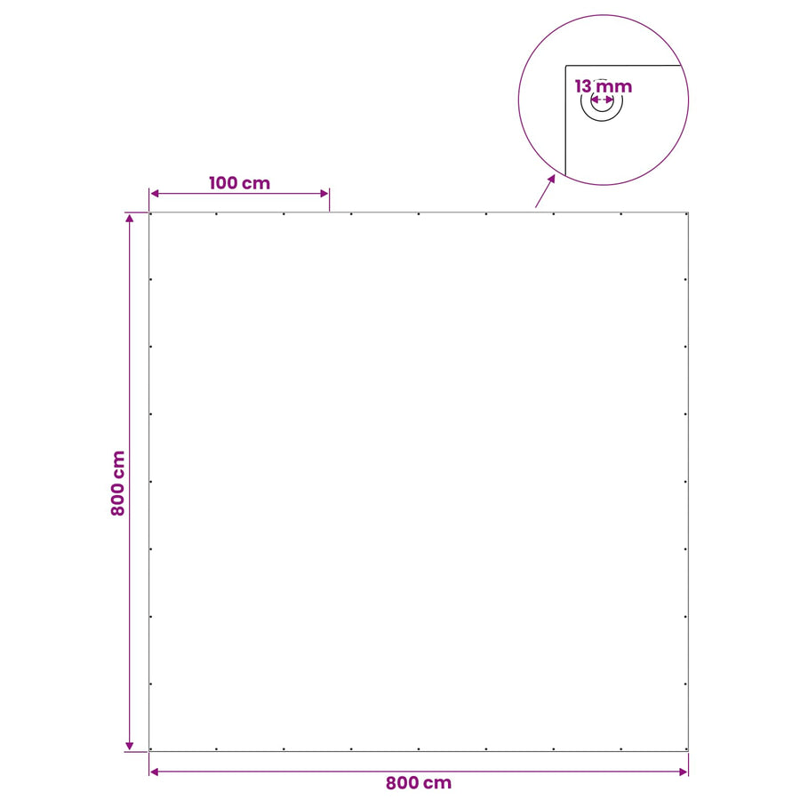 Zeil met Oogjes Wit 8 x 8 m 90 gsm PE