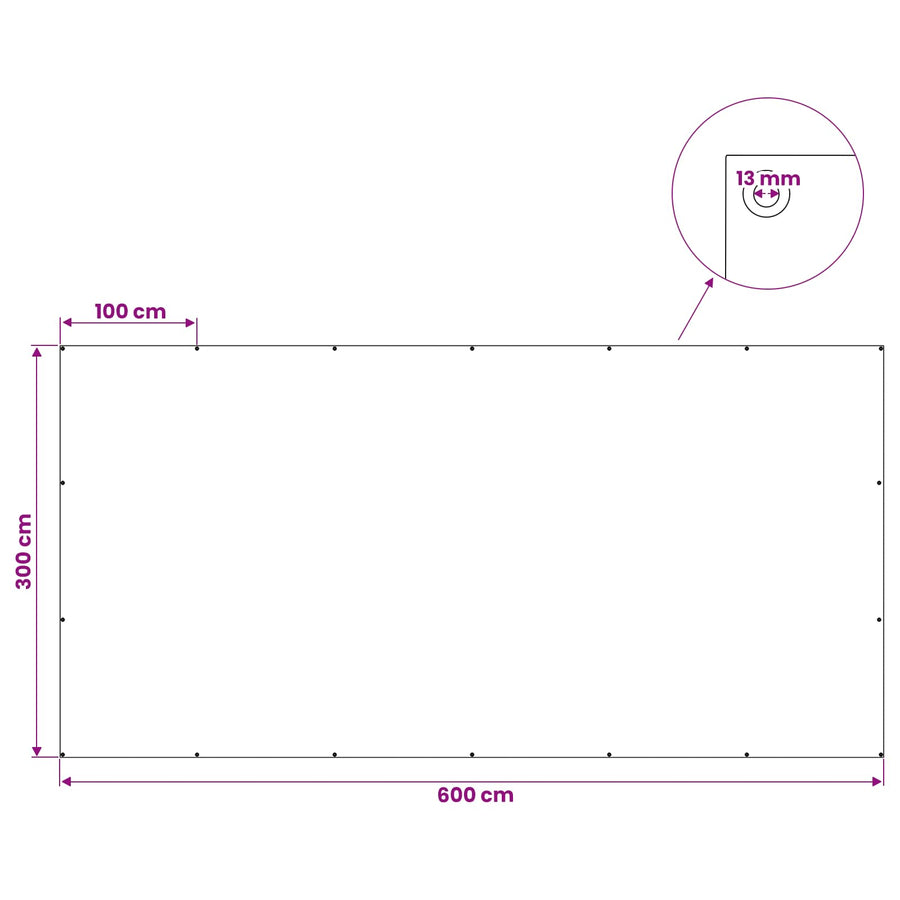 Zeil met Oogjes Wit 3 x 6 m 180 gsm PE