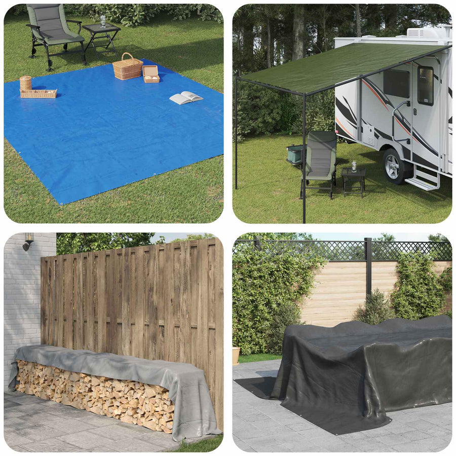 Zeil met Oogjes Antraciet Grijs 4 x 6 m 90 gsm PE