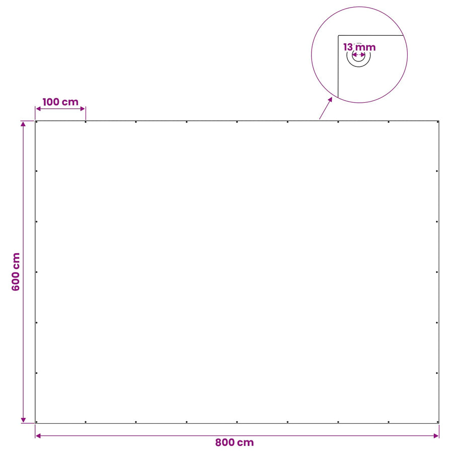 Zeil met Oogjes Antraciet Grijs 6 x 8 m 90 gsm PE