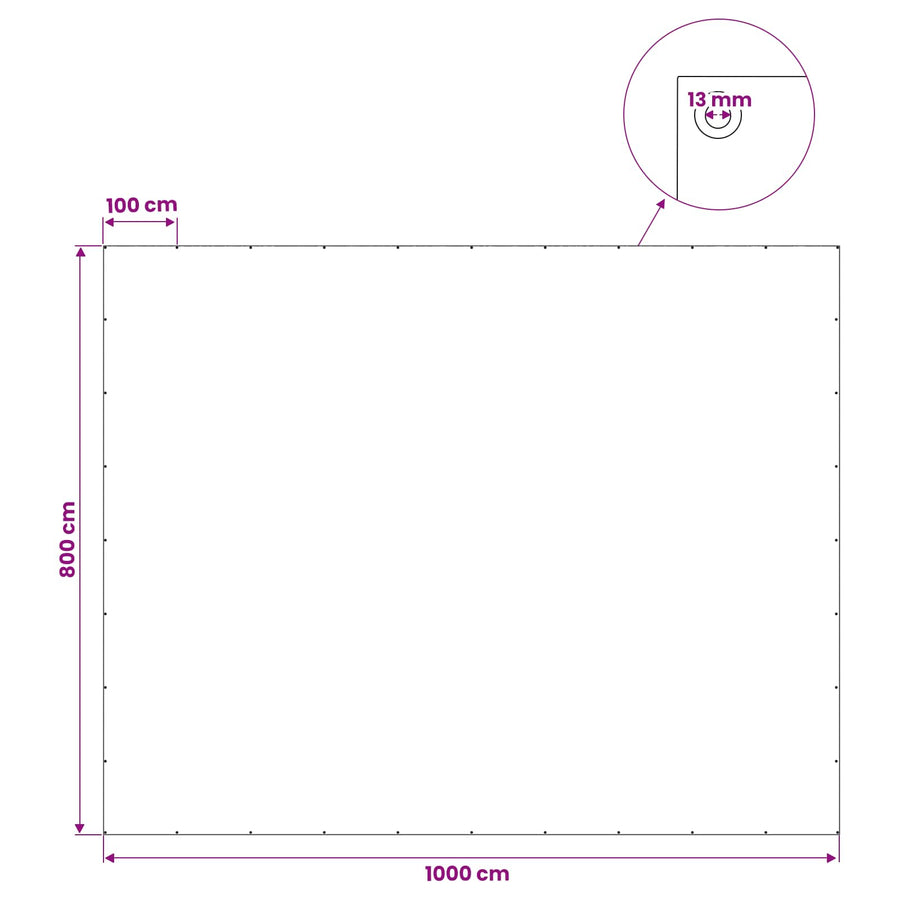 Zeil met Oogjes Antraciet Grijs 8 x 10 m 90 gsm PE