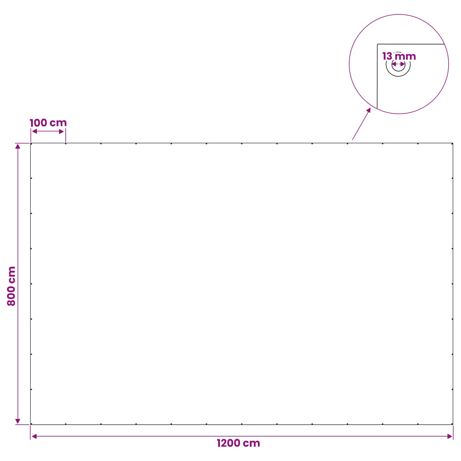 Zeil met Oogjes Antraciet Grijs 8 x 12 m 90 gsm PE