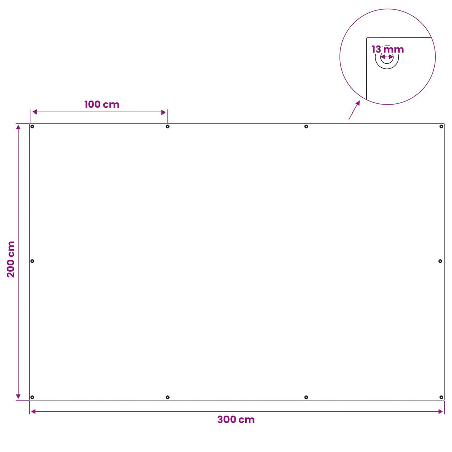 Zeil met Oogjes Antraciet Grijs 2 x 3 m 180 gsm PE
