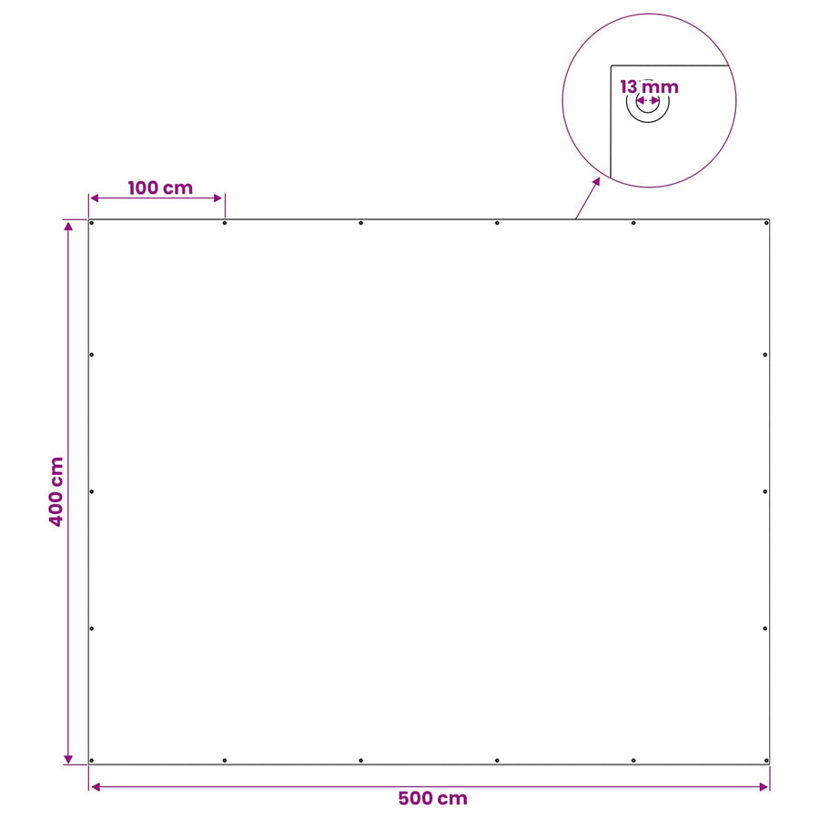 Zeil met Oogjes Antraciet Grijs 4 x 5 m 180 gsm PE