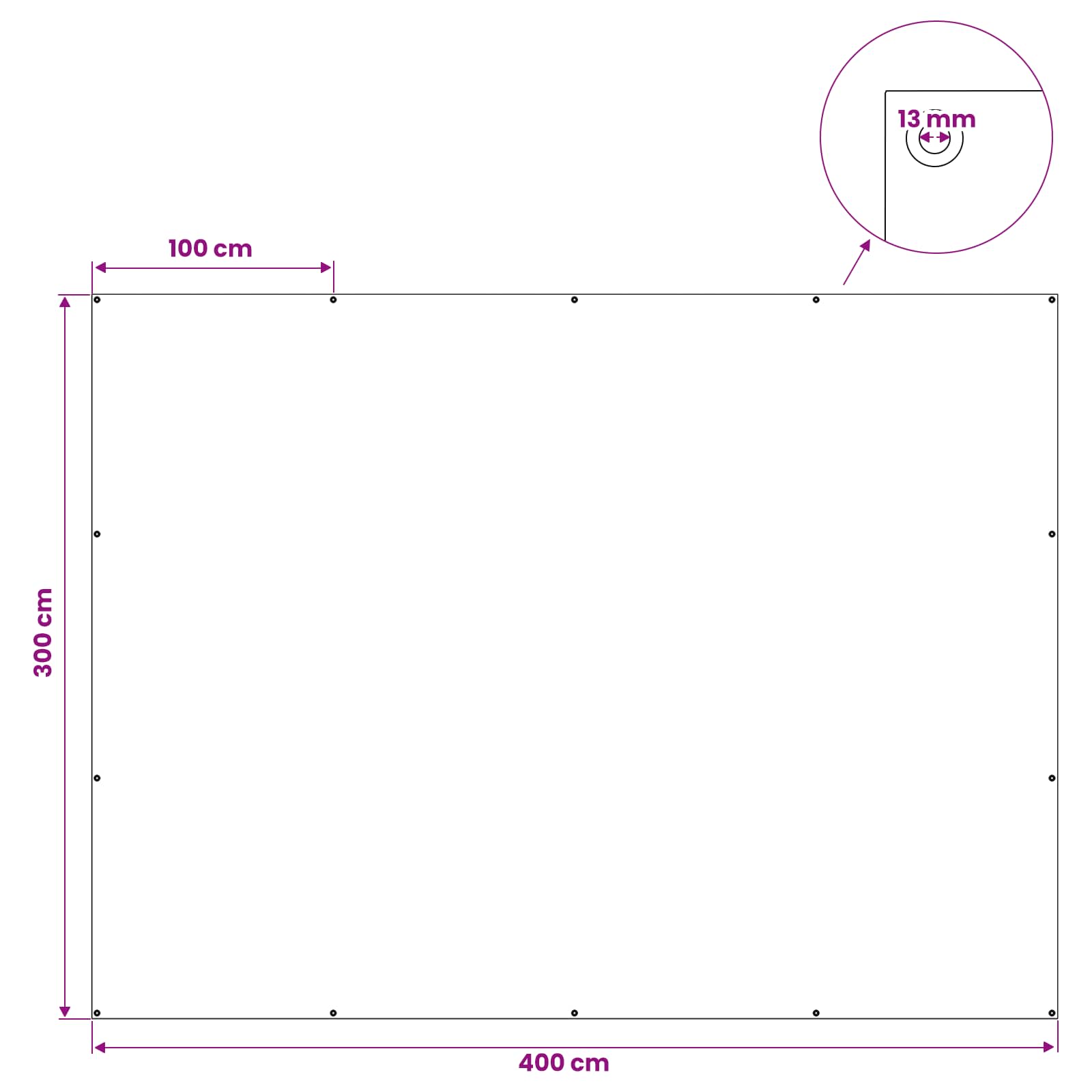 Zeil met Oogjes Antraciet Grijs 3 x 4 m 260 gsm PE