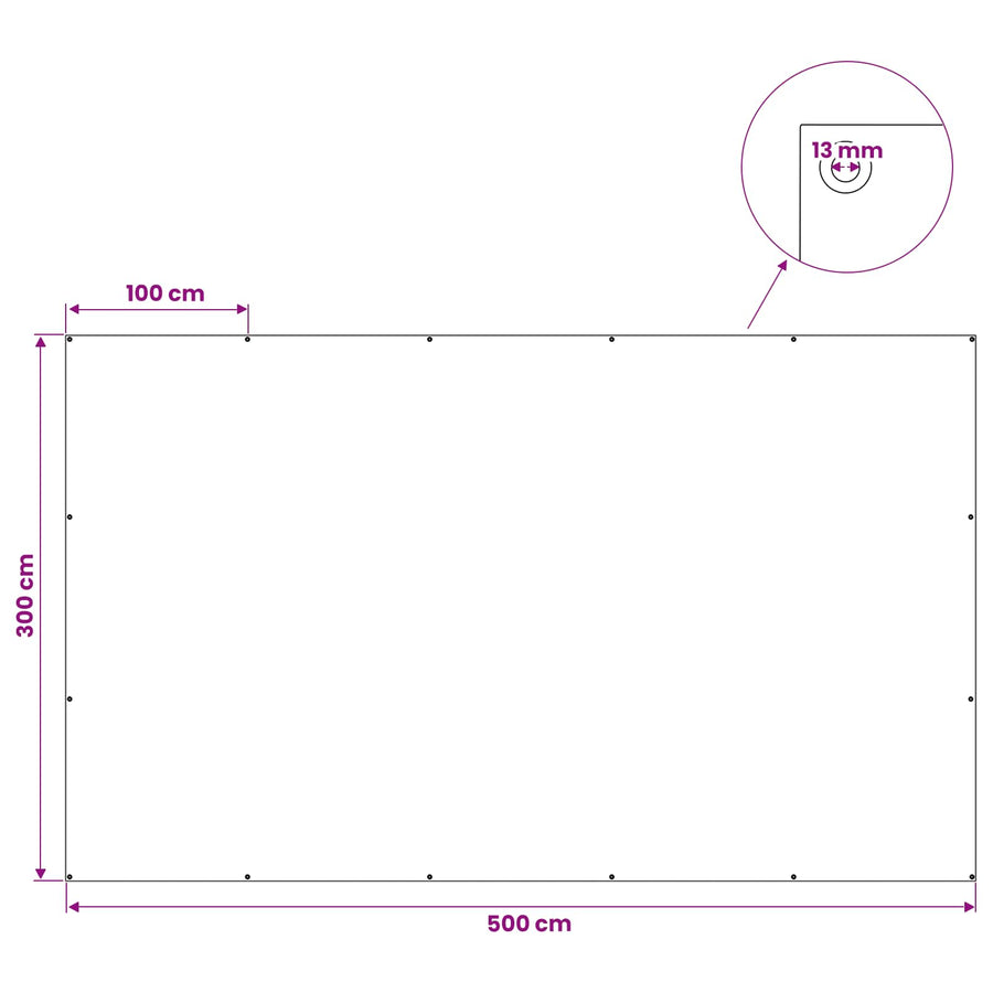Zeil met Oogjes Antraciet Grijs 3 x 5 m 260 gsm PE