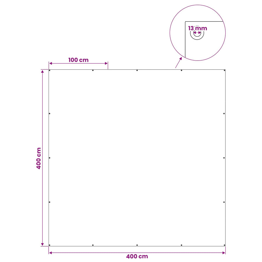 Zeil met Oogjes Antraciet Grijs 4 x 4 m 260 gsm PE