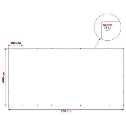 Zeil met Oogjes Antraciet Grijs 4 x 8 m 260 gsm PE