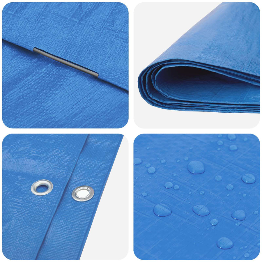 Zeil met Oogjes Blauw 6 x 8 m 90 gsm PE