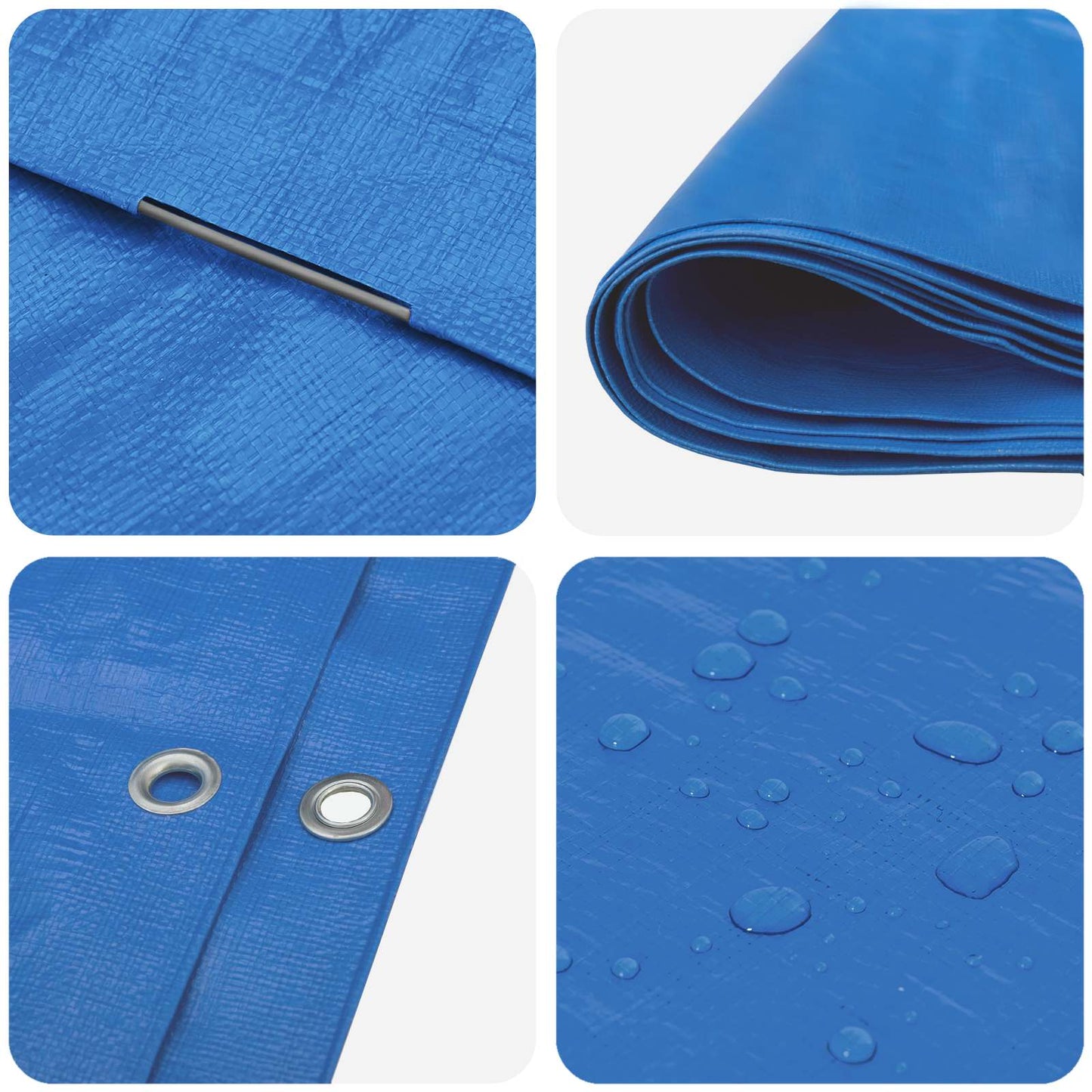 Zeil met Oogjes Blauw 6 x 8 m 180 gsm PE