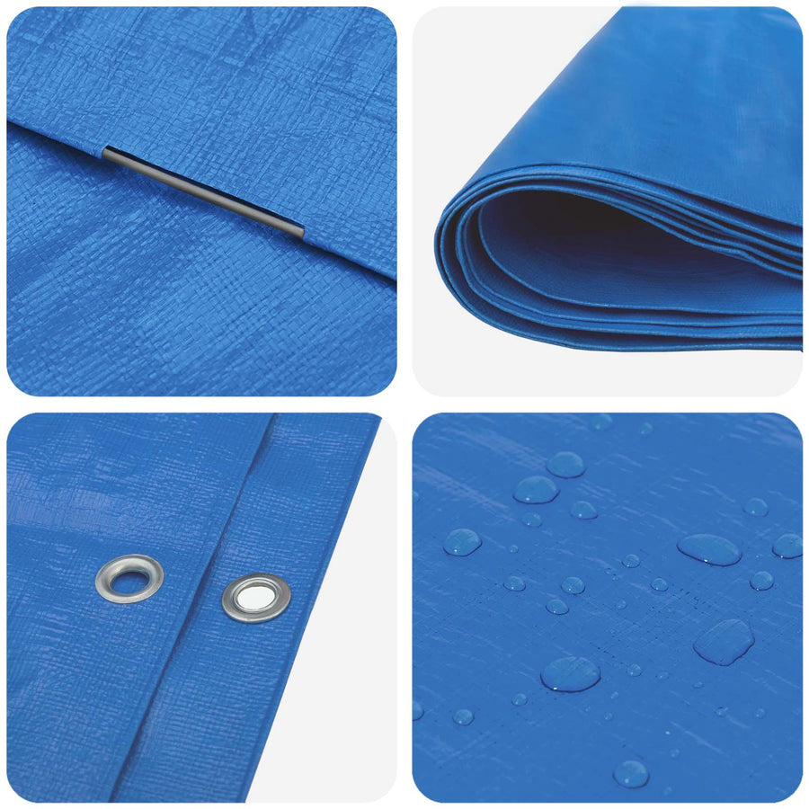 Zeil met Oogjes Blauw 6 x 8 m 180 gsm PE