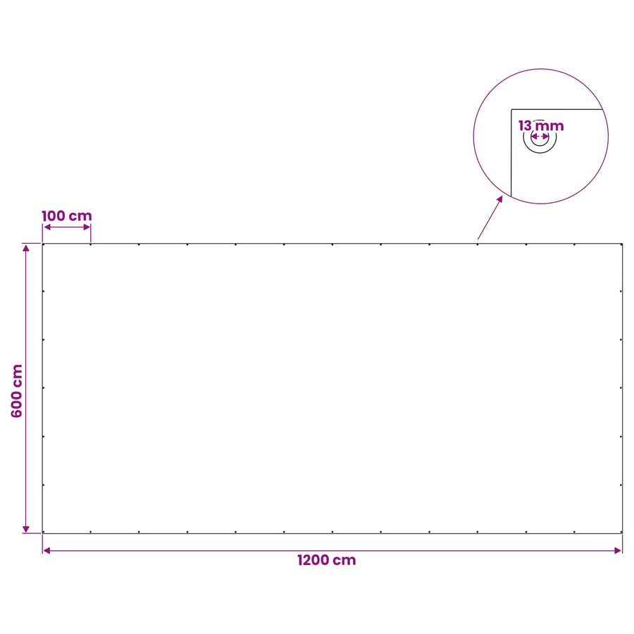 Zeil met Oogjes Blauw 6 x 12 m 180 g / m² PE