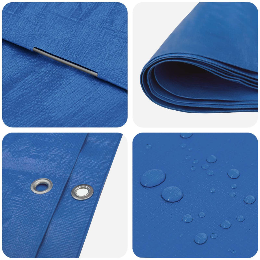 Zeil met Oogjes Blauw 4 x 5 m 260 gsm PE