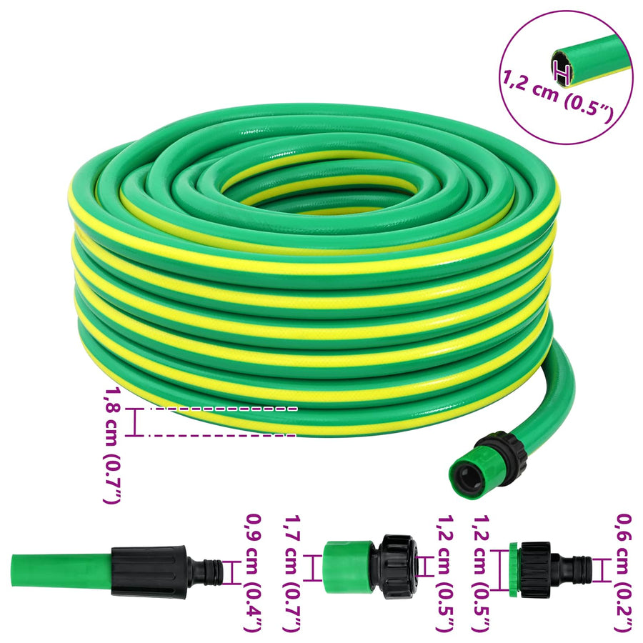 Tuinslang 5-Lags Groen en Geel 1 / 2'' 10 m PVC
