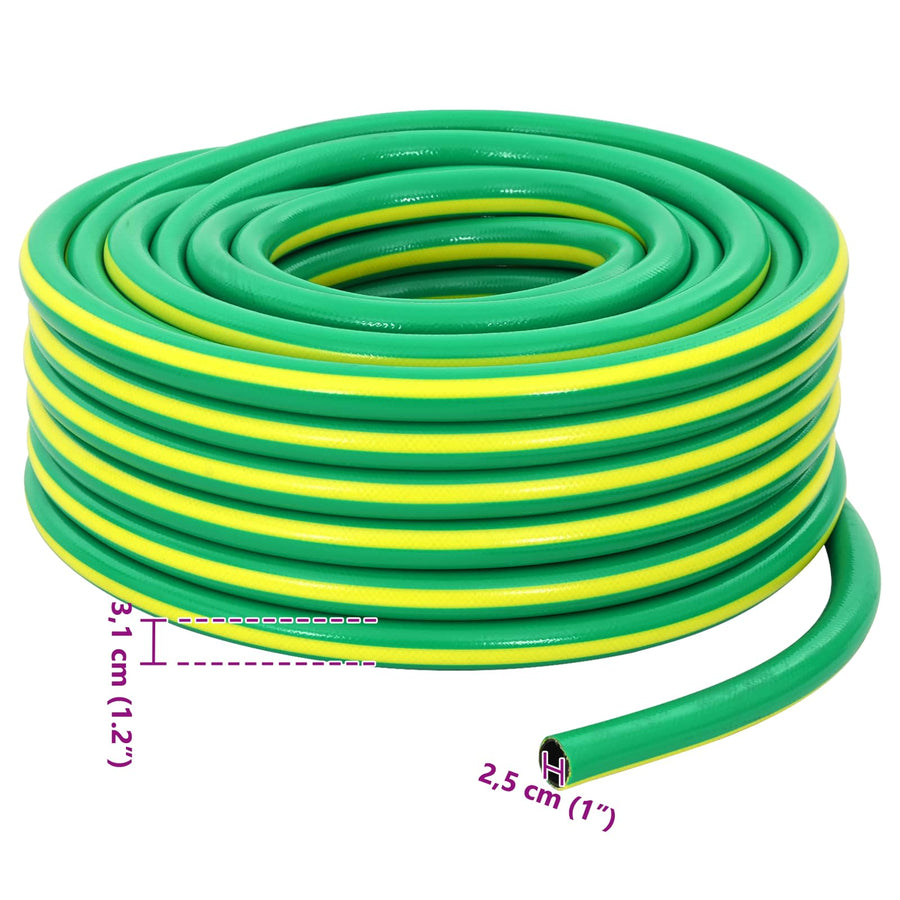 Tuinslang 5-Lags Groen en Geel 1" 20 m PVC