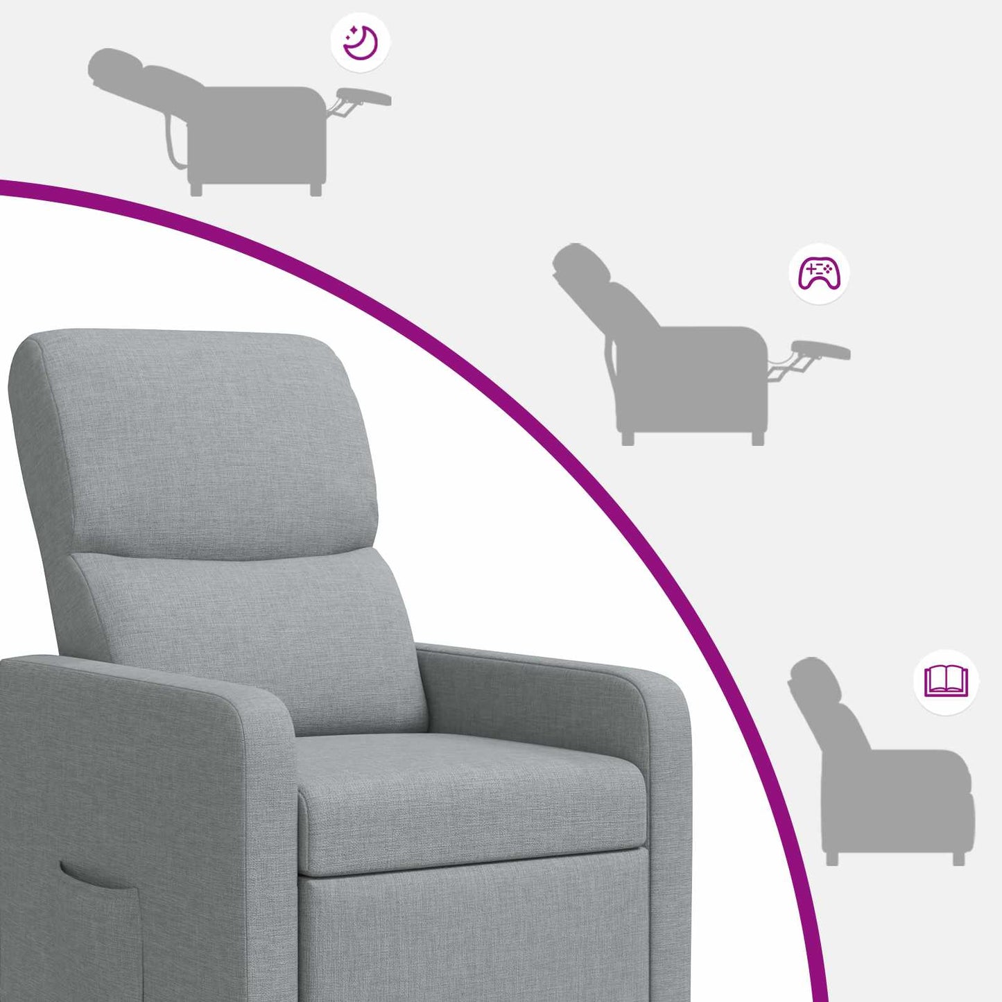 Relaxfauteuil Lichtgrijs Stof
