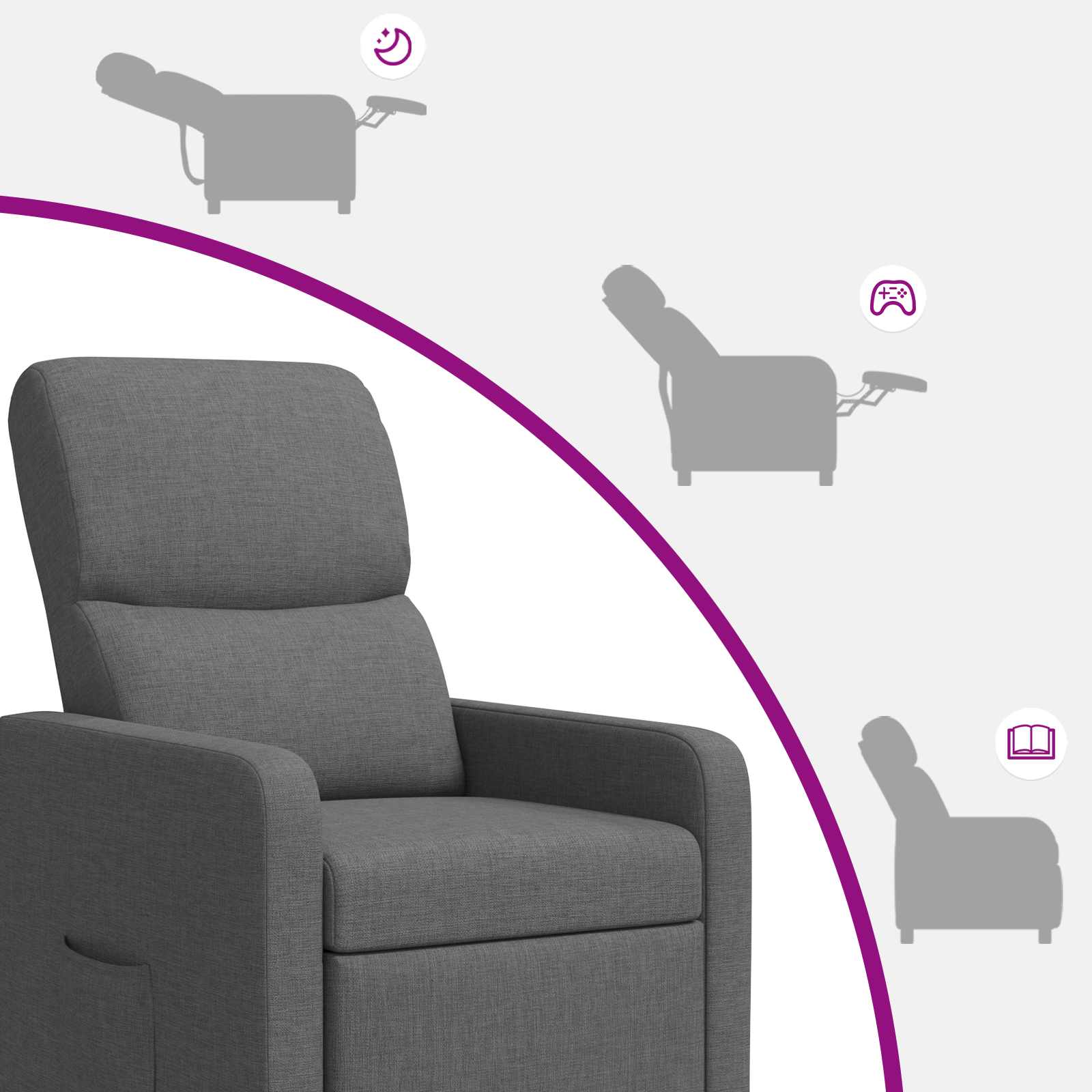 Relaxfauteuil Donkergrijs Stof