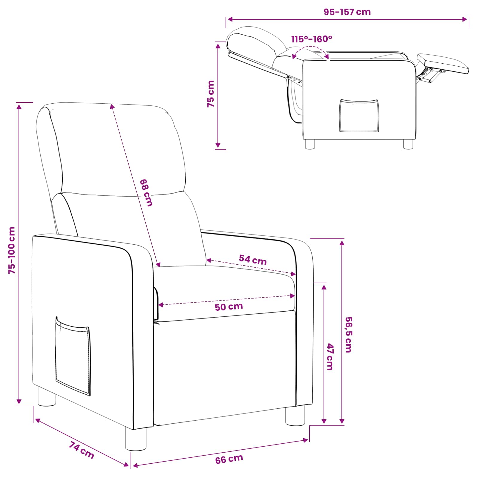 Relaxfauteuil Zwart Stof