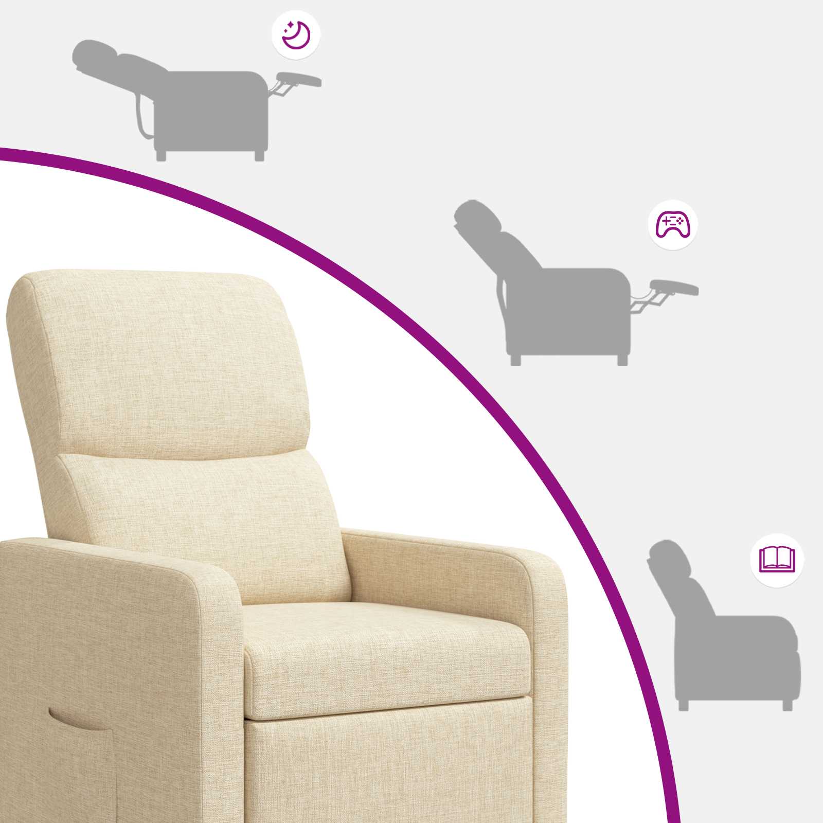 Relaxfauteuil Crèmekleurig Stof