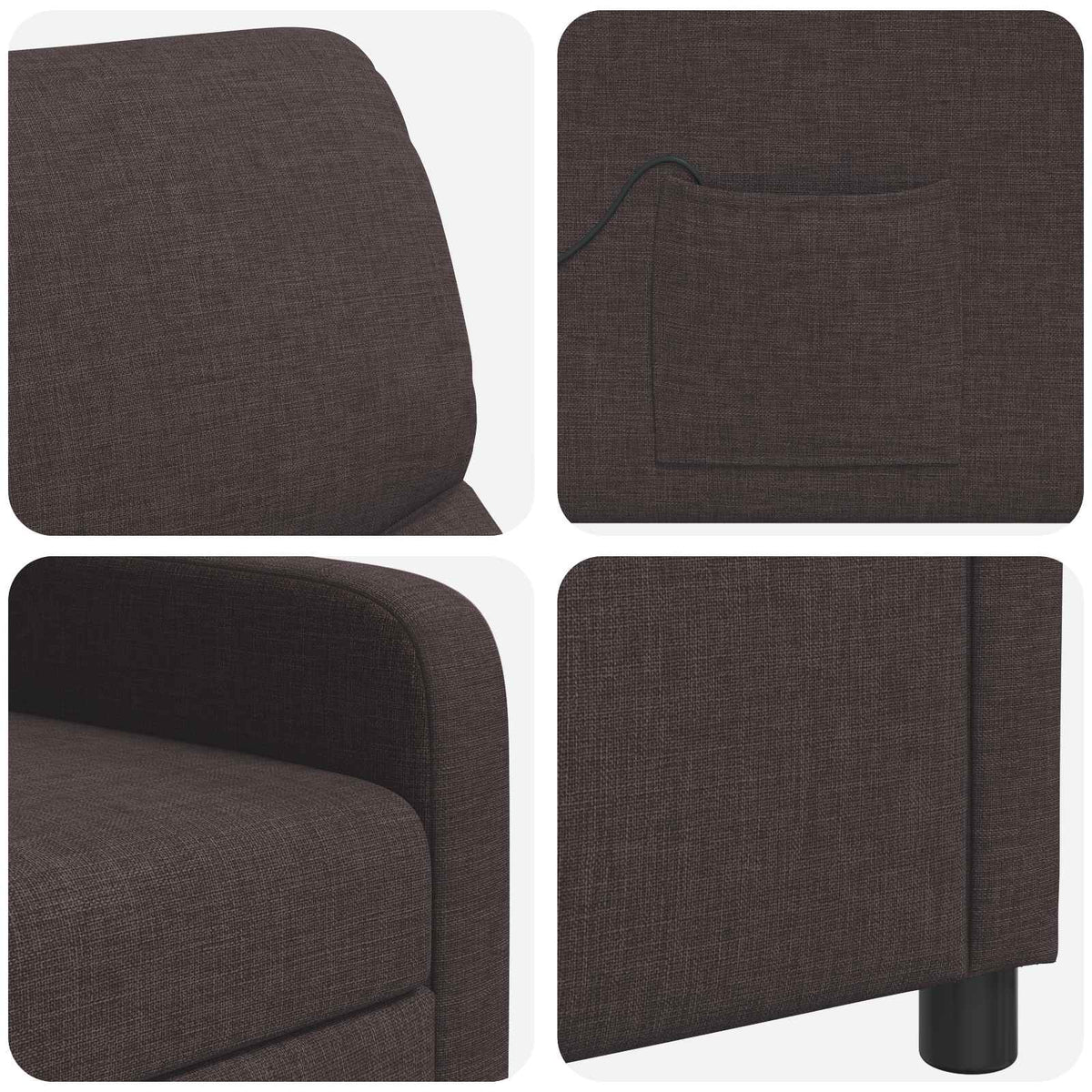Massage Recliner Donkerbruin Stof