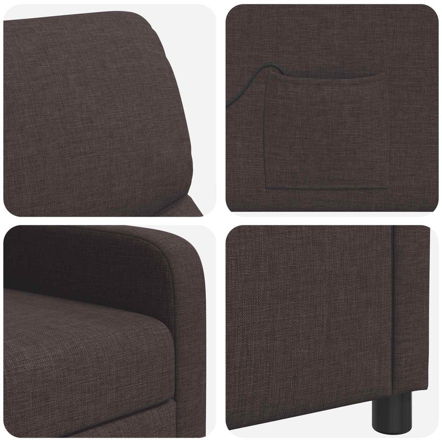 Massage Recliner Donkerbruin Stof