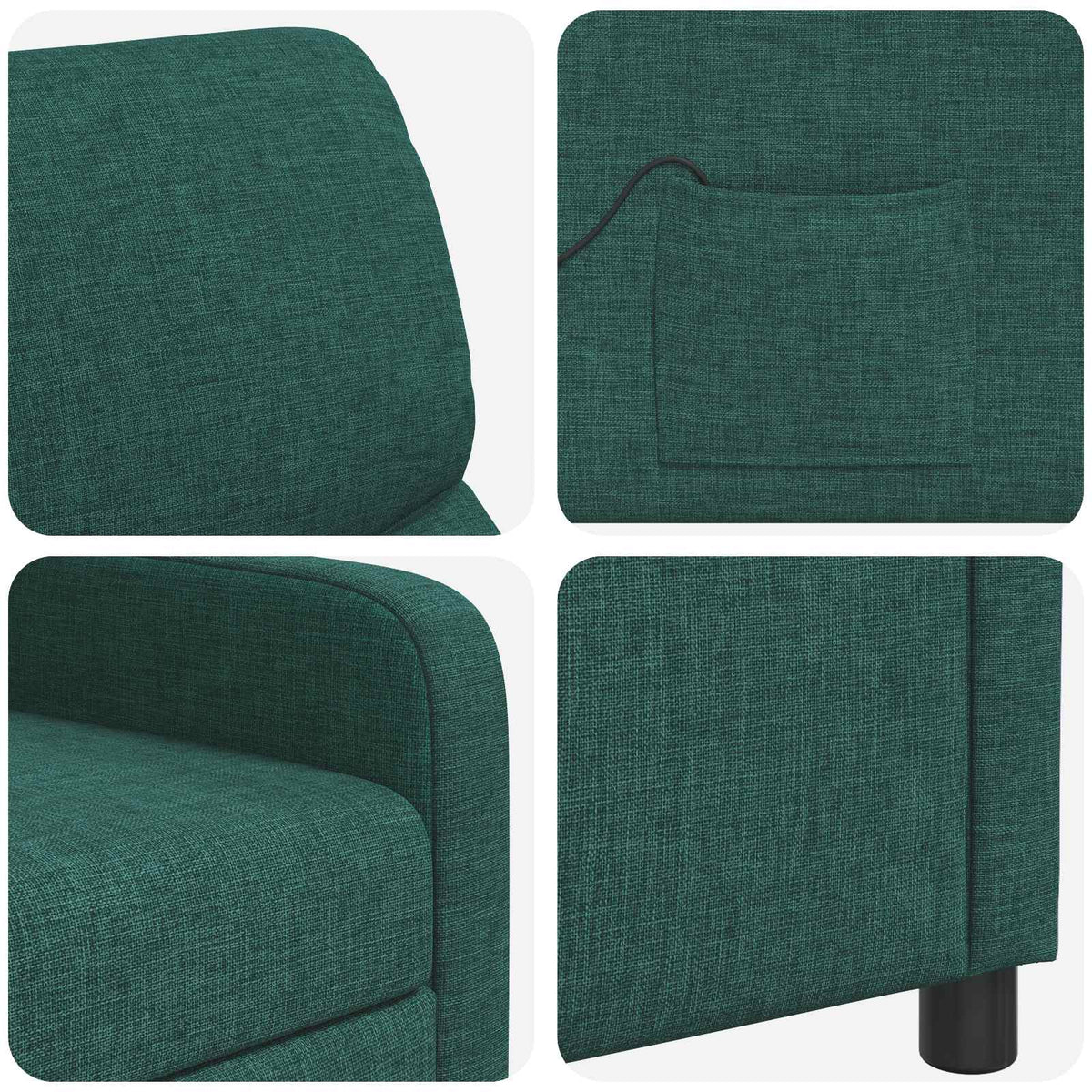 Massage Recliner Donkergroen Stof