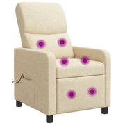 Relaxfauteuil stof crèmekleurig met massagefunctie
